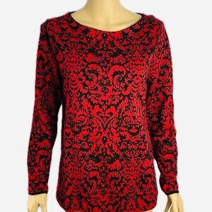 NWOT Christmas Black Red sparkle Sweater embellished with rhinestones n glitter